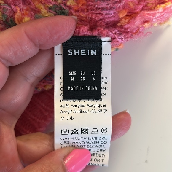 Bubble Gum Pink Multi Colored Speckled Oversized Super Soft Open Cardigan Size M - Picture 6 of 7